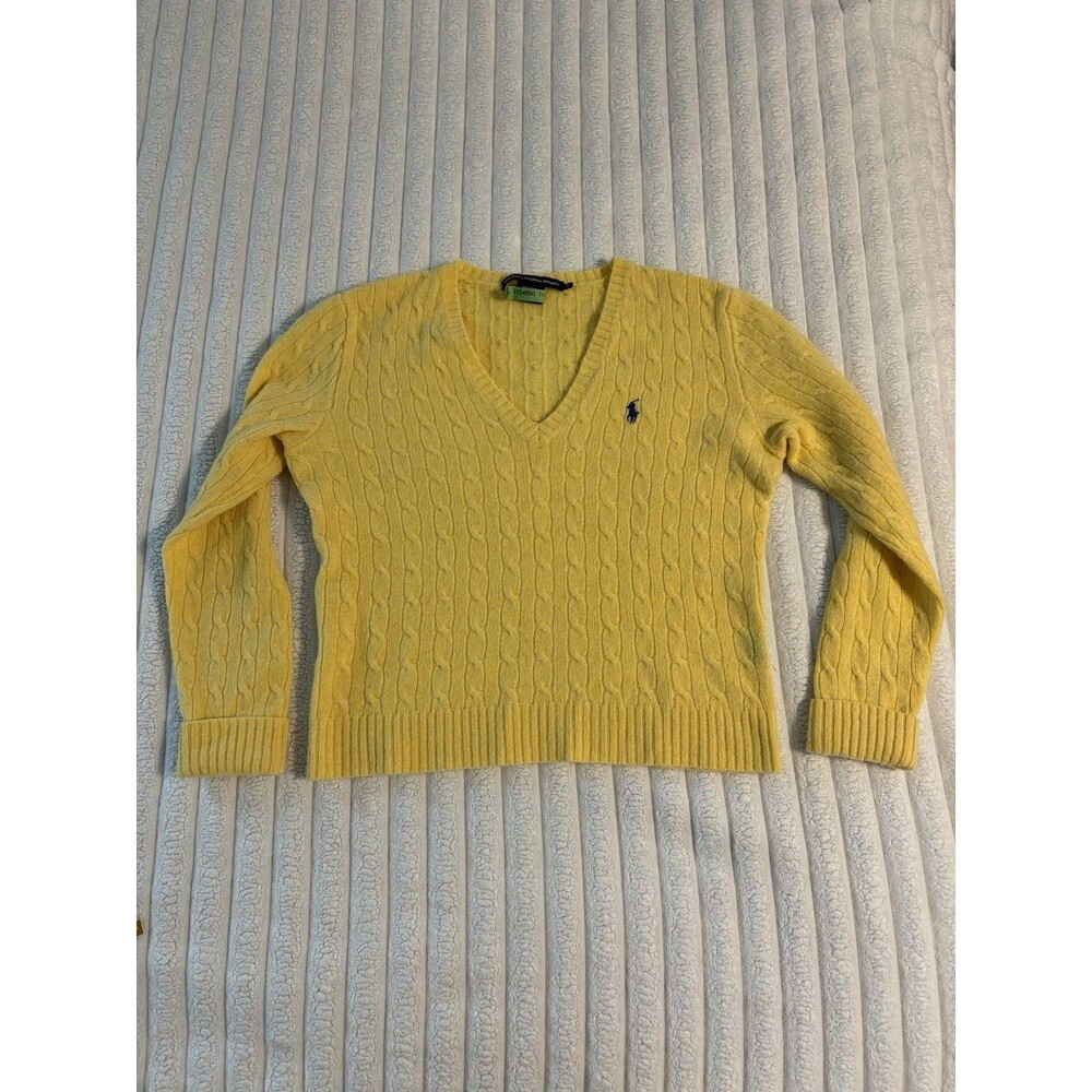 Ralph Lauren Sport Crop Cable Knit Sweater Women’s XL pastel yellow